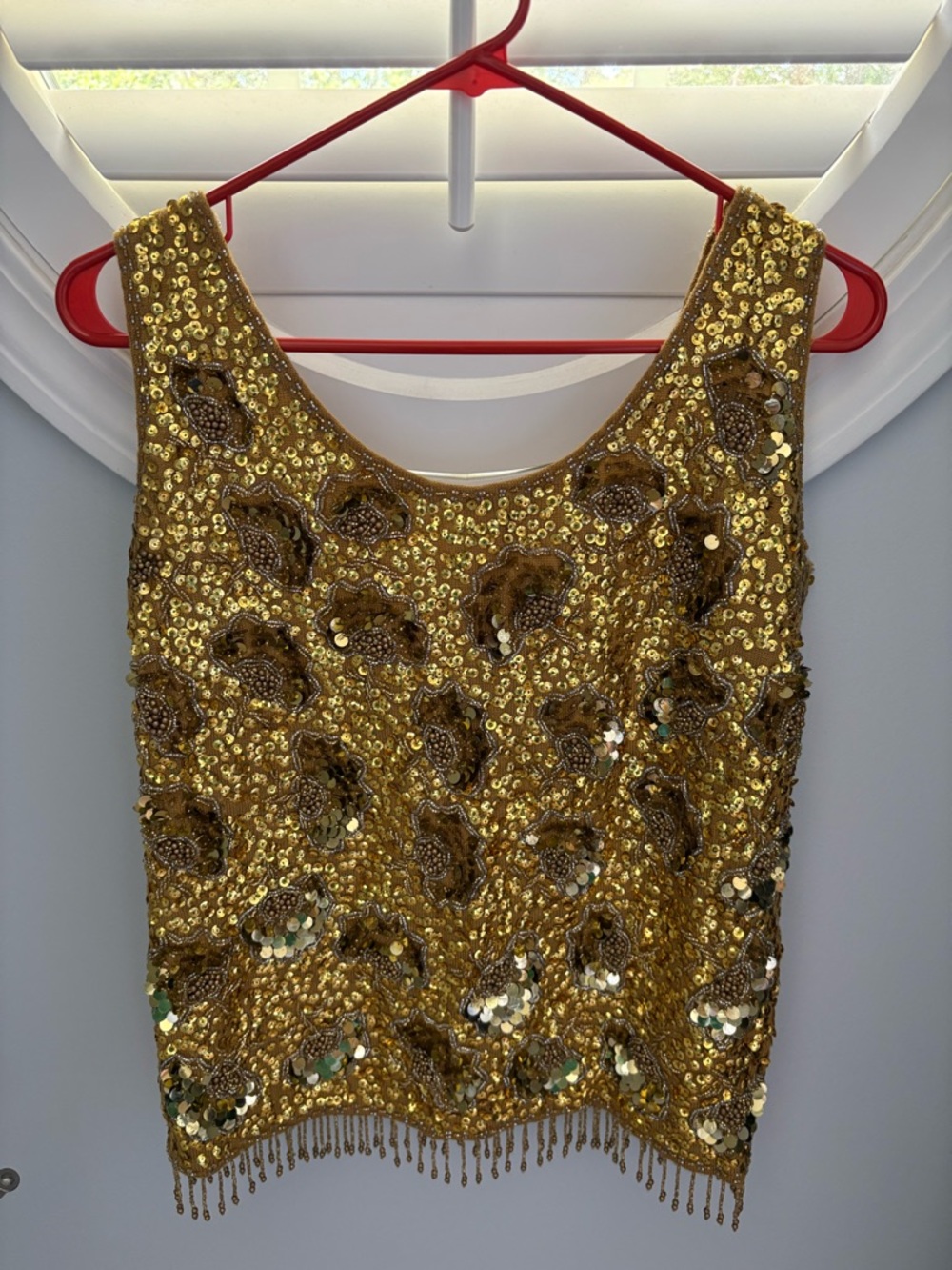 Vintage Gold Sequin Beaded Tank Top